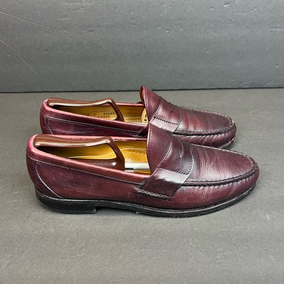Allen Edmonds Men's Size 10 C Burgundy Leather Loafers Made In USA - Picture 1 of 9